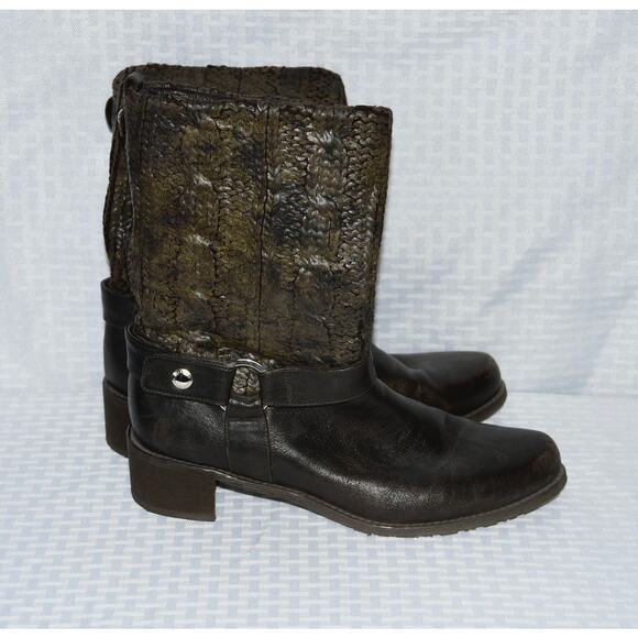 Stuart Weitzman Pimlico Coated Knit Leather Mid Calf Boots Size 9 - Picture 9 of 9